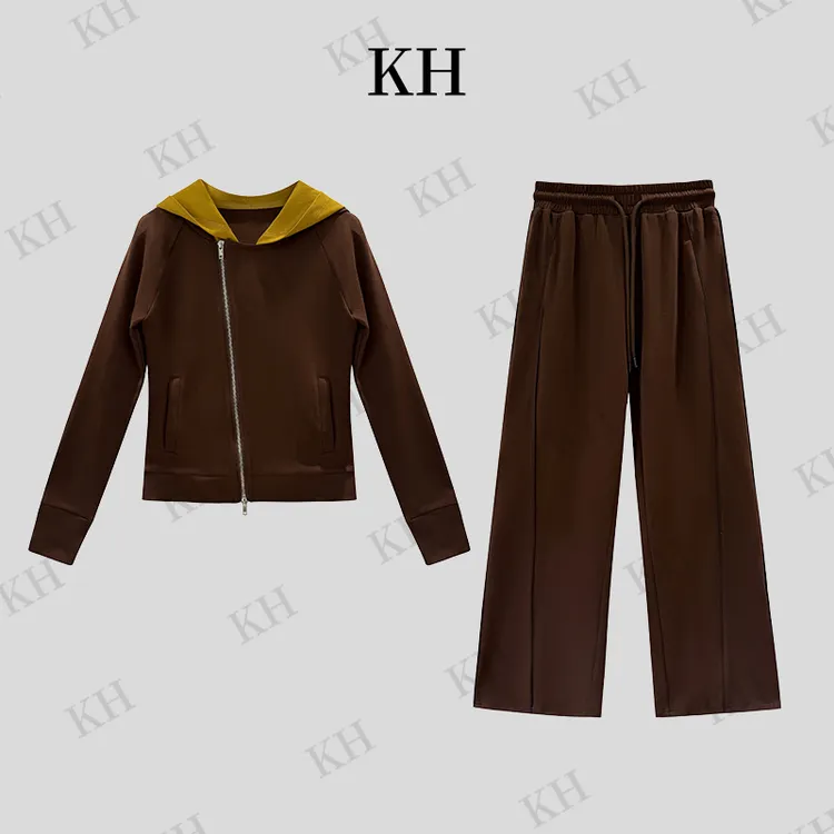 【美式焦糖】设计师女装秋复古时尚套装运动套装显瘦休闲风MSJT061