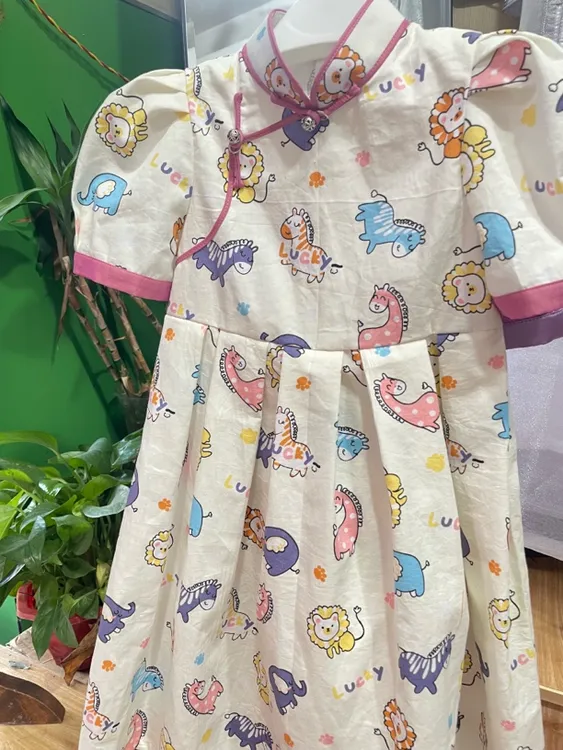 儿童夏季蒙古袍短袖连衣裙