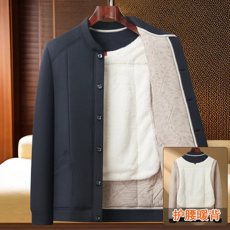 轻便保暖棉衣中老年爸爸装加绒加厚老年人内外穿棉服男士冬季外套
