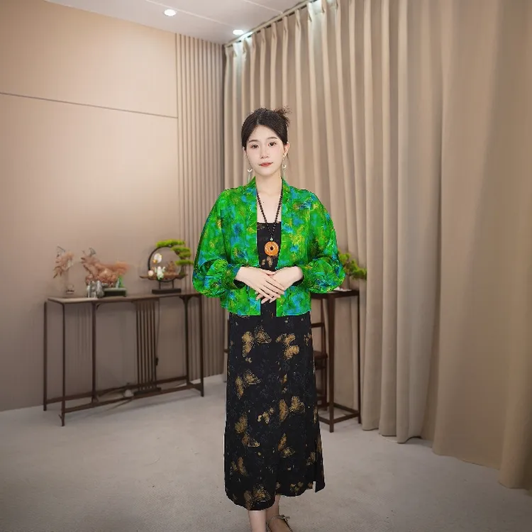 [初见荷]真丝蝙蝠袖夏季外套显瘦好看外套双面女生韩系ins衣服
