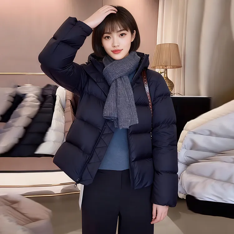 90鹅绒羽绒服女短款2025连帽收腰加厚保暖云朵轻盈高级感厚外套