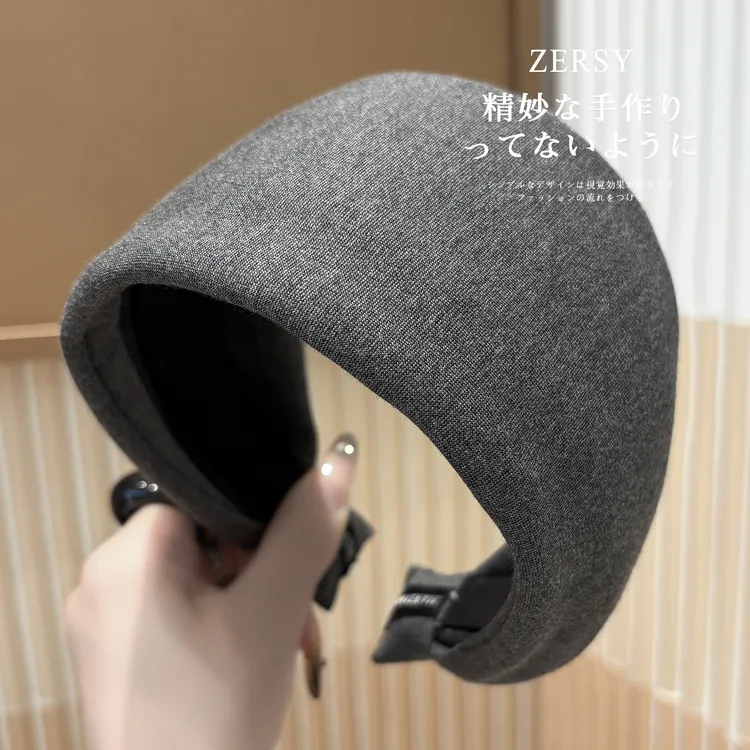 宽边灰色布艺发卡女款日常外戴遮白发头箍高级感洋气时尚洗脸发箍