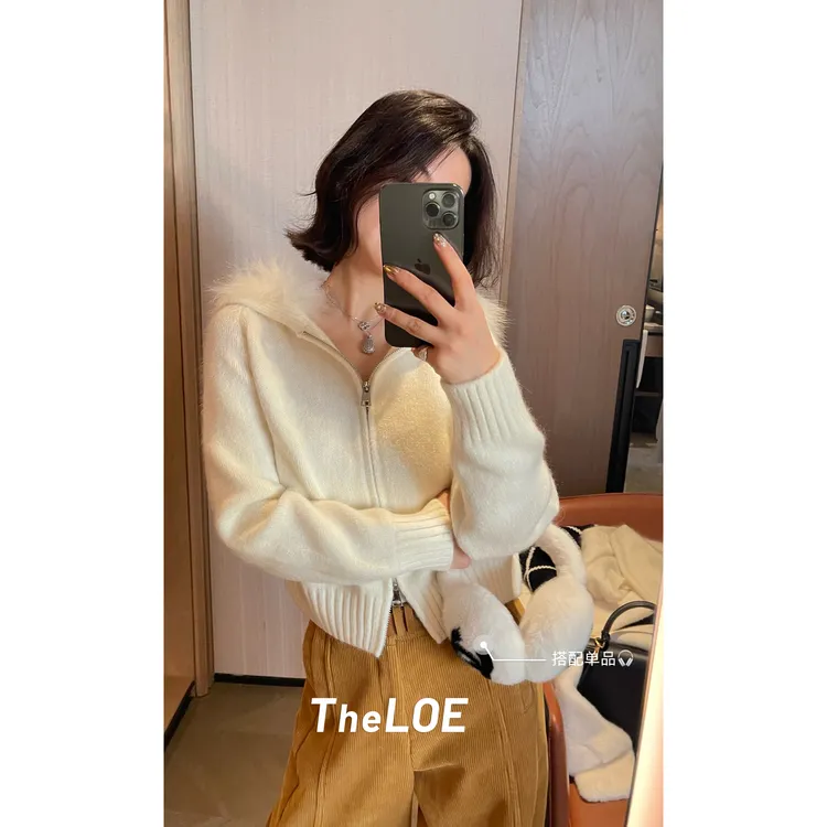 TheLOE/【狐狸毛毛衣外套】654g-713g气质高级感针织开衫#LE-00153