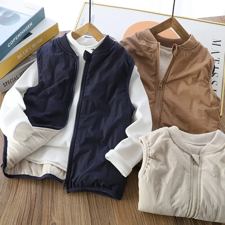 儿童虚点秋冬款马甲保暖男女童加厚加绒宝宝时尚内胆马甲背心