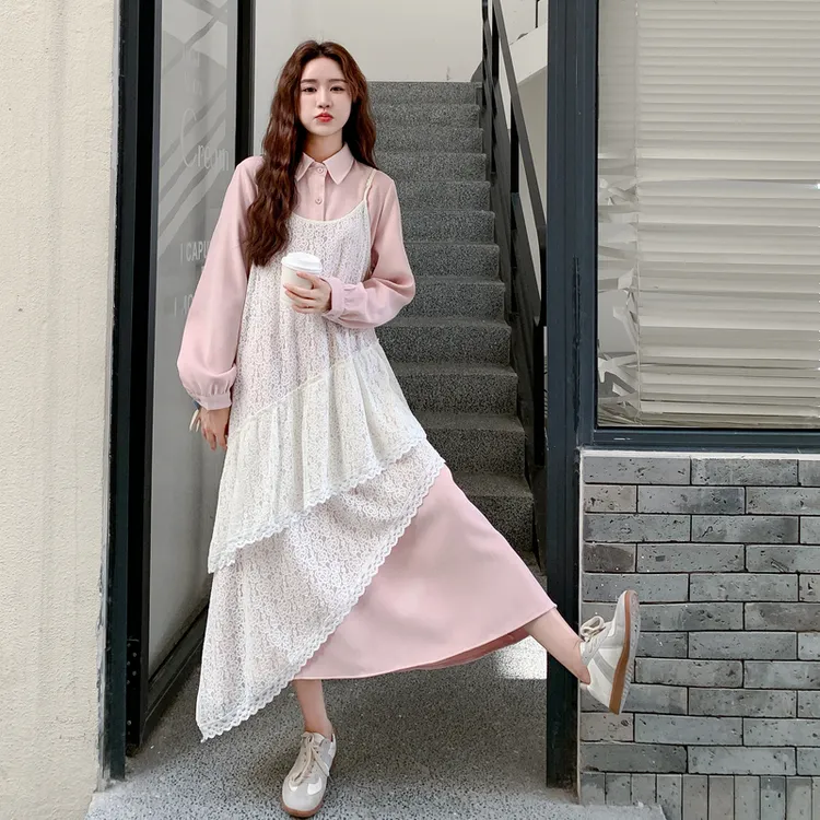 2025新款不规则开叉T恤蕾丝吊带裙阔腿裤俏皮设计洋气套装女秋季