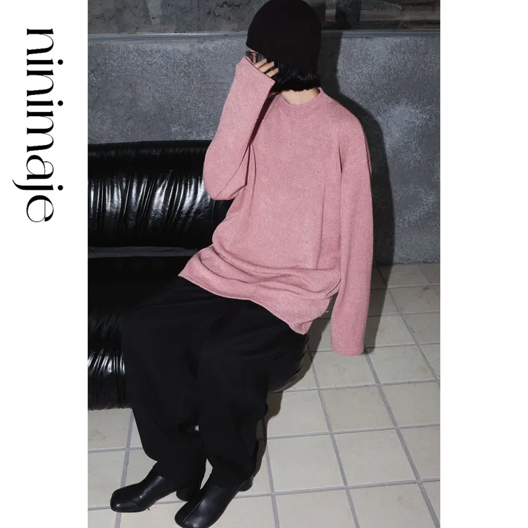 NanBeiBei  极简设计款宽松百搭纯色密织针织T 7357