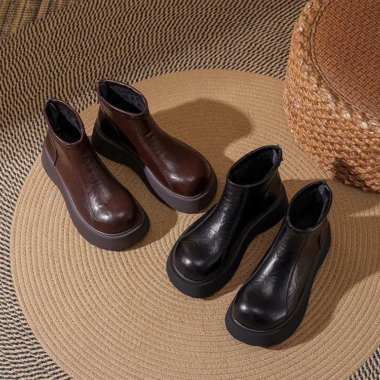 女冬季马丁靴女靴防水台不勒脚厚底秋冬休闲风-6001