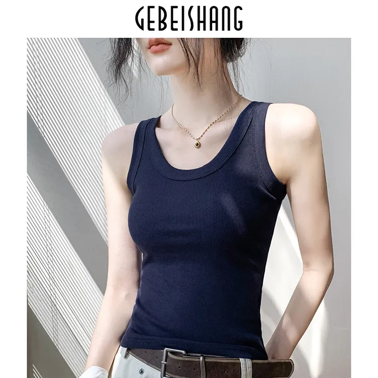 歌倍尚无袖背心女2025夏季修身显瘦简约外穿基础款遮副乳上衣