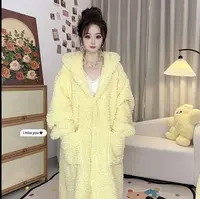 秋冬季睡袍家居服套装防静电甜美连帽女士女睡裤睡袍睡衣厚款