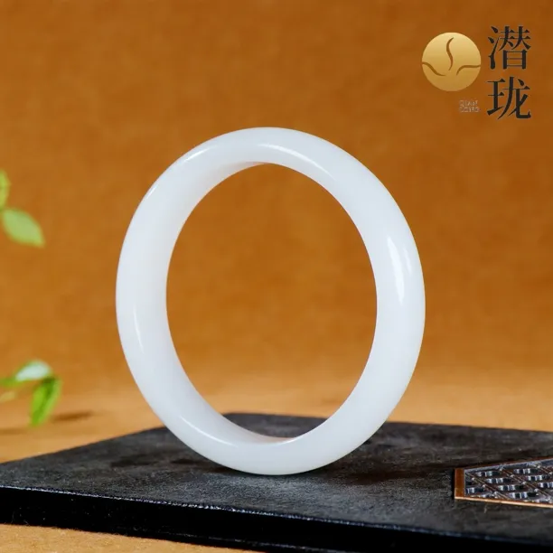 【潜珑】XY-6505新疆金丝玉白月光高油高糯高密度手镯女士百搭