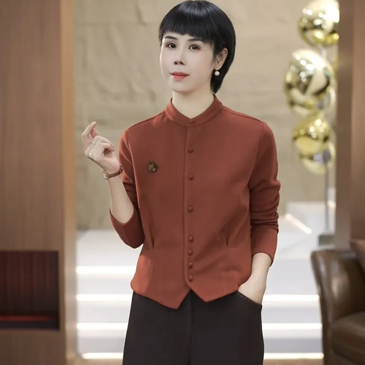 【渲渲推荐】ZY-6765秋冬季休闲时尚一排扣小衫