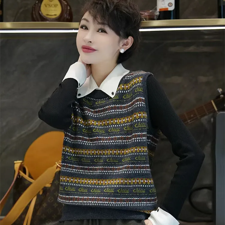 【费尔岛】显瘦显年轻‘穿搭灵魂’时尚感满满针织上衣MG8380