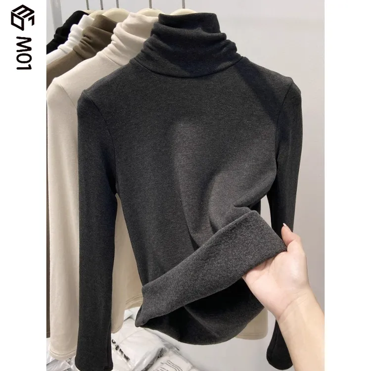 M01高领德绒长袖毛衣女2025秋冬新款高级感叠穿修身显瘦内搭上衣