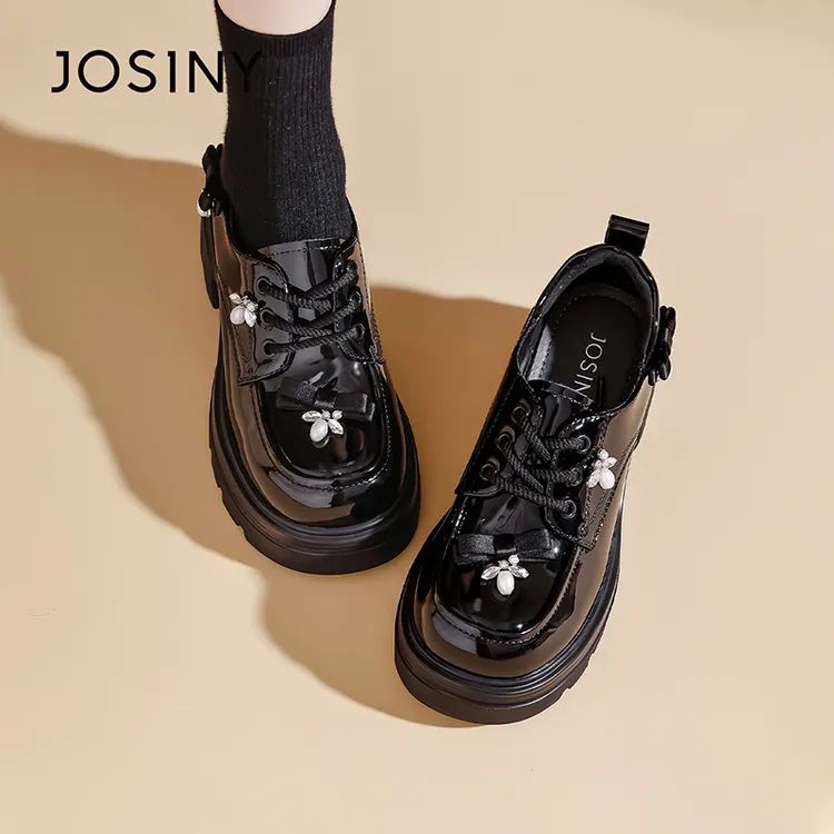 卓诗尼学院风气质乐福鞋女2025秋中跟浅口轻奢增高配饰562A23843