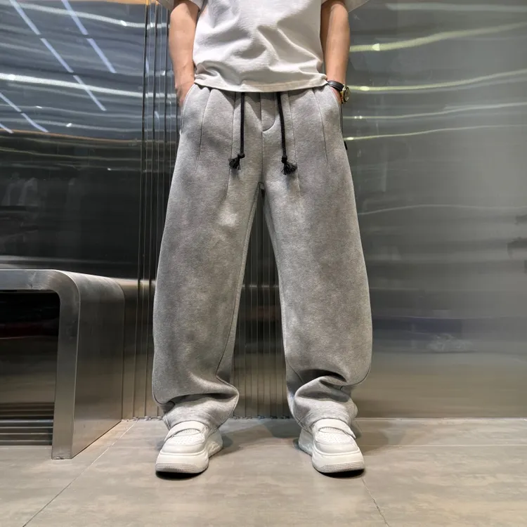 冬季新款男士直筒休闲裤内里磨毛保暖舒适宽松百搭潮流复古日系