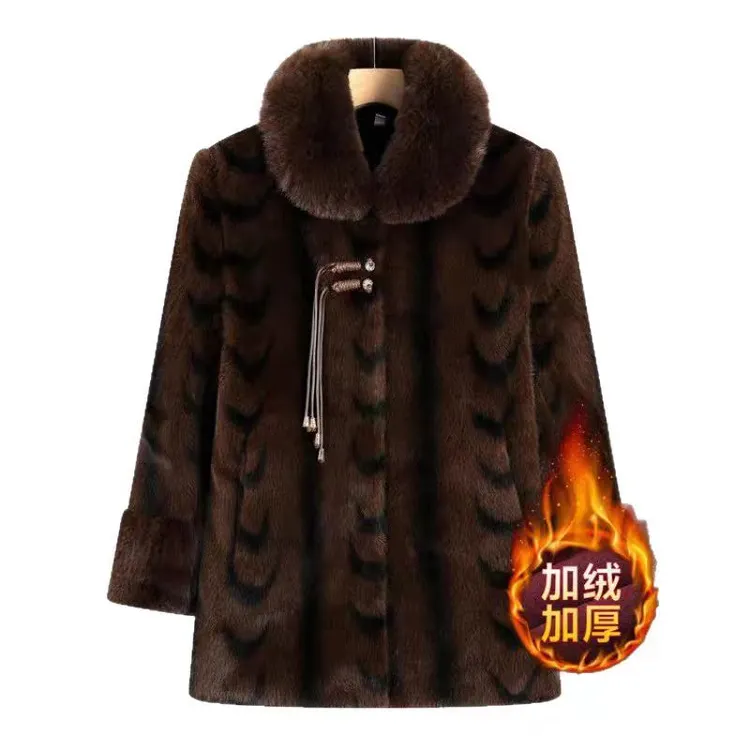 11905-洋气妈妈新款加绒加厚保暖外套棉衣中老年外套【王胜】
