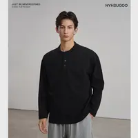 NYHSUGOO/南乙秋季26支双纱100%棉重磅300g男士T恤3866基础款