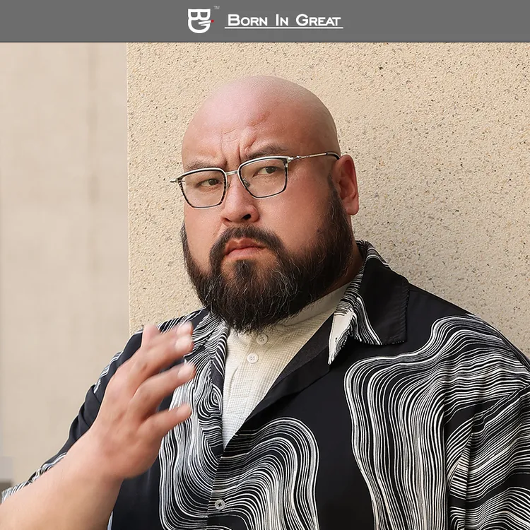 【蔚为大观】牛角纹男款大头围大码专用钛眼镜近视配镜双十一眼镜框商品图