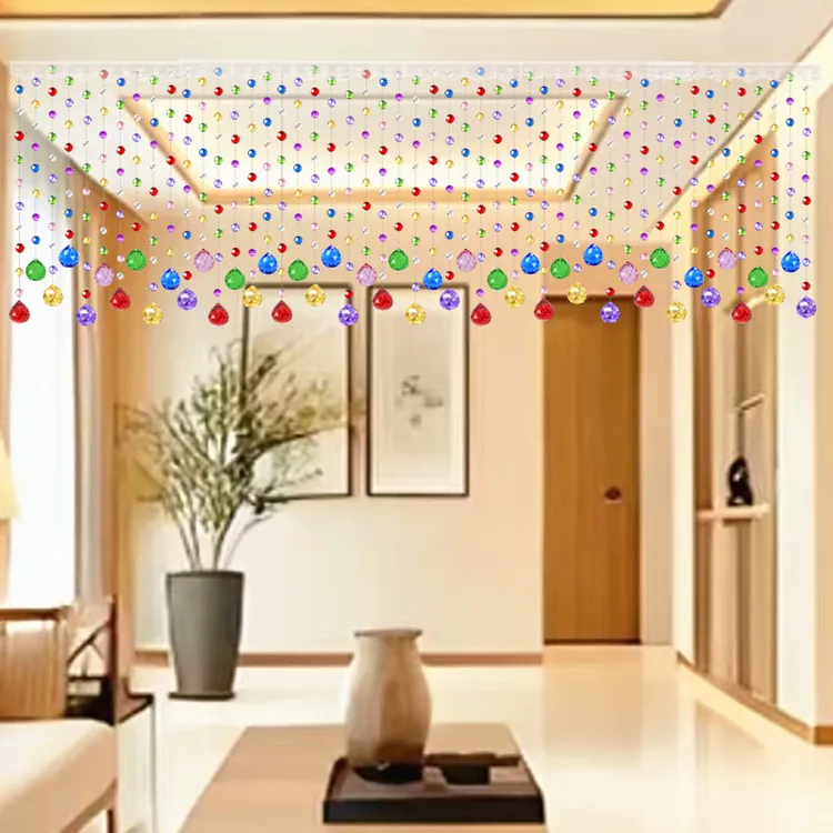 水晶珠帘隔断帘风水成品水晶帘门帘玄关过道装饰客厅半挂帘子新款