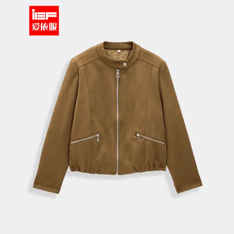 IEF/爱依服2025秋冬新款美式复古休闲通勤设计感百搭磨砂皮外套