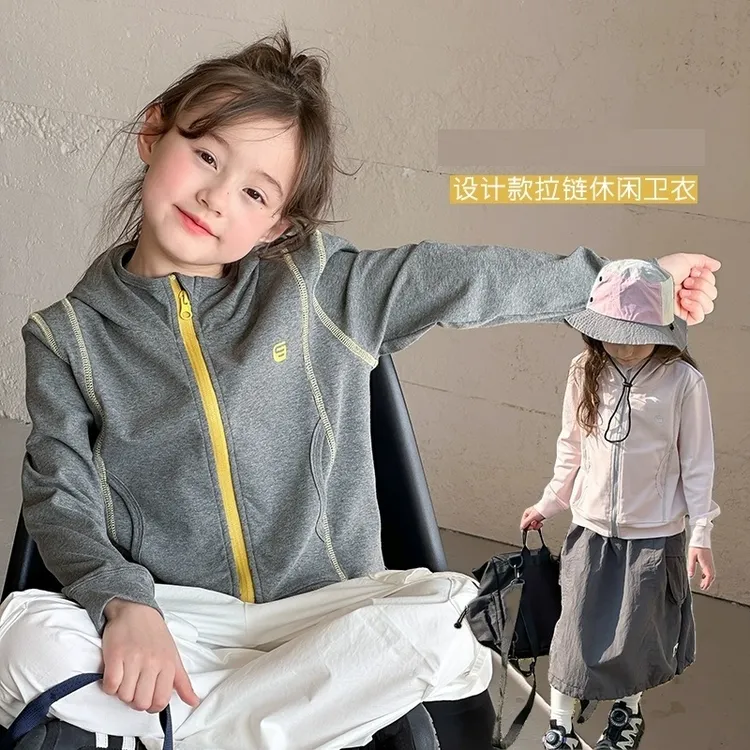 女童卫衣外套春秋款2025新款超好看韩系休闲连帽春装儿童春季上衣