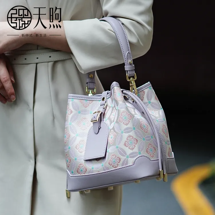 非遗新中式国风织金织锦提花工艺休闲时尚手拎斜挎女包情人节送礼