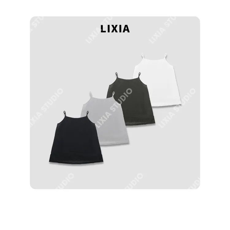 LIXIA【舒心】时尚简约100苎麻薄款宽松舒适打底背心吊带-D8772