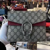 95新 GUCCI/古驰 老花红色酒神小号斜跨包/龙龙在包展