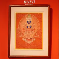 【不二】 大师手绘大唐卡 •描金 • 金红唐扎基拉姆 50*37cm