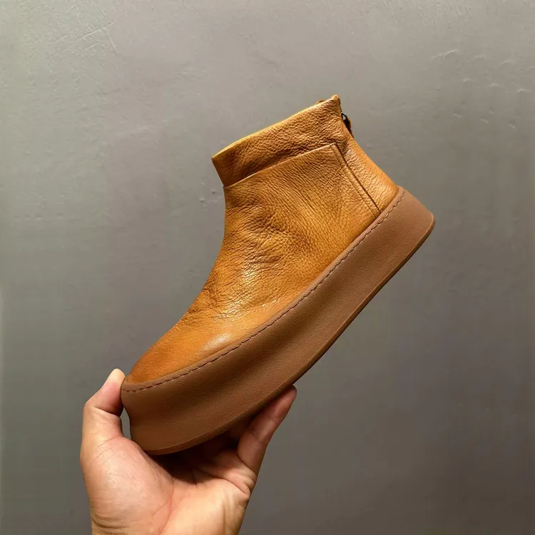 钦宏酷奇2025秋冬新款真皮高帮鞋男厚底一脚蹬切尔西靴加绒马丁靴