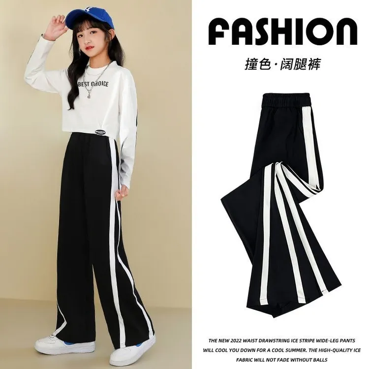 女童新款阔腿裤2025新款时尚休闲裤子女春秋款中大童学生