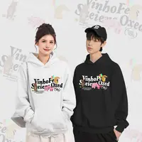 春秋季重磅美式发泡印花连帽外套宽松帽衫情侣卫衣W3501