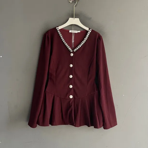 时尚百搭大码宽松减龄V领显瘦衬衫秋冬新款