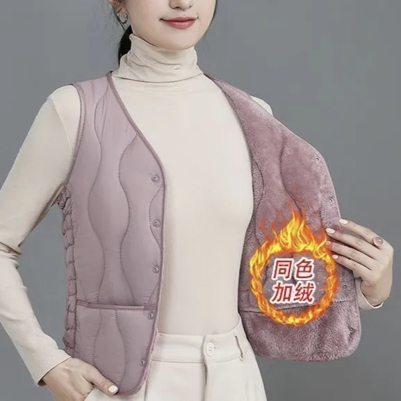 中老年秋冬新款加绒棉马甲保暖贴身内穿加厚时尚防寒背心爆款马夹