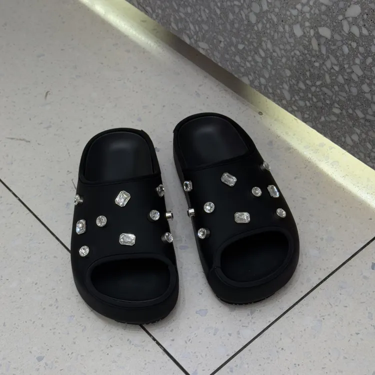 厚底凉鞋外穿休闲水钻莱卡布拖鞋新款鱼嘴凉拖鞋