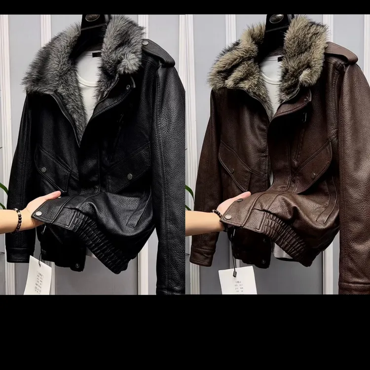 冬季新款男士痞帅机车毛领加绒保暖复古潮流PU皮夹克男款外套5615