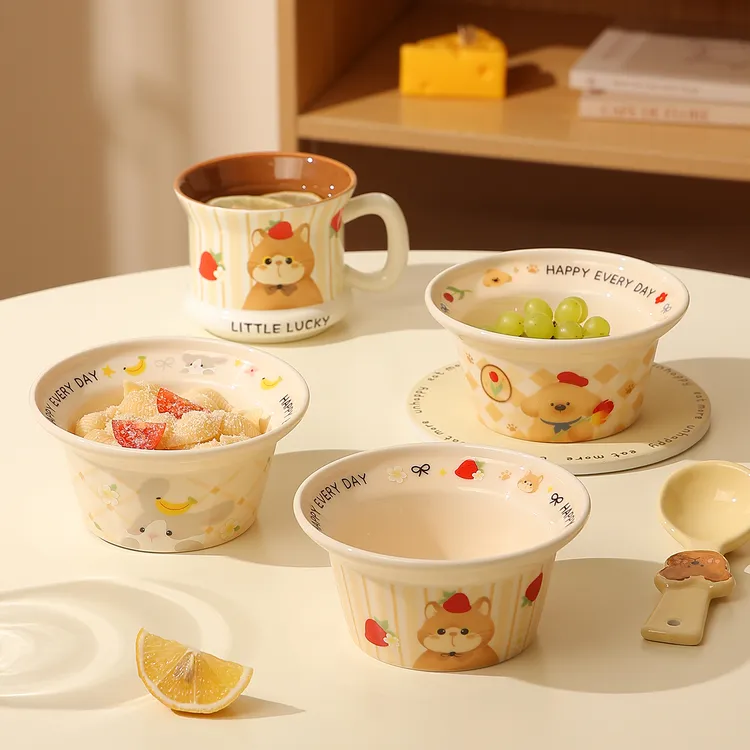 陶瓷米饭碗可爱甜品碗家用酸奶碗麦片碗沙拉水果碗女生高颜值小碗