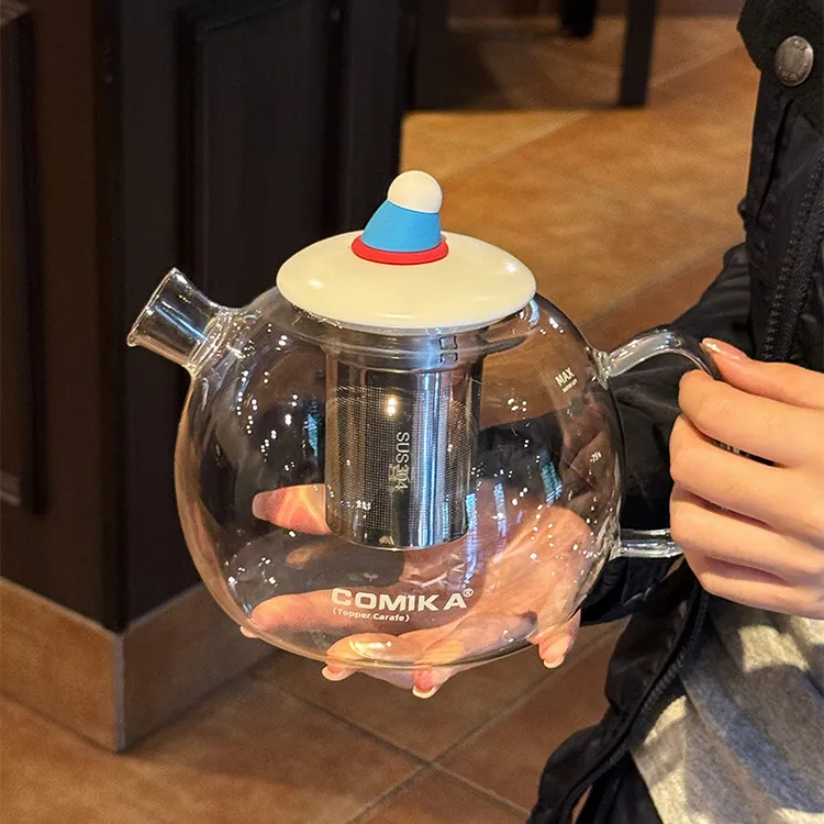 comika创意帽子玻璃茶壶耐热大容量煮茶家居泡茶办公室下午茶喝水