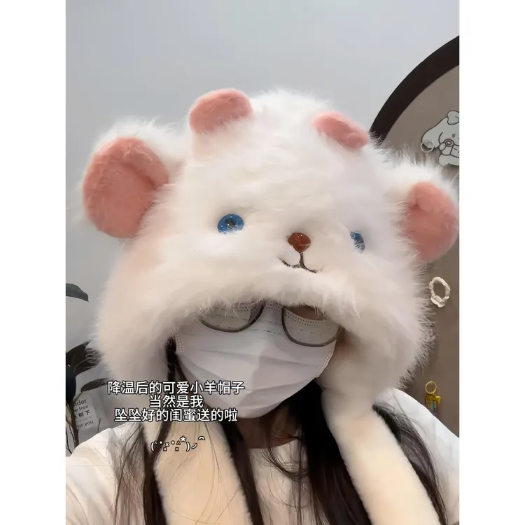 【耳朵会动】小羊秋冬帽子女款2025新款显脸小适合方圆脸氛围感