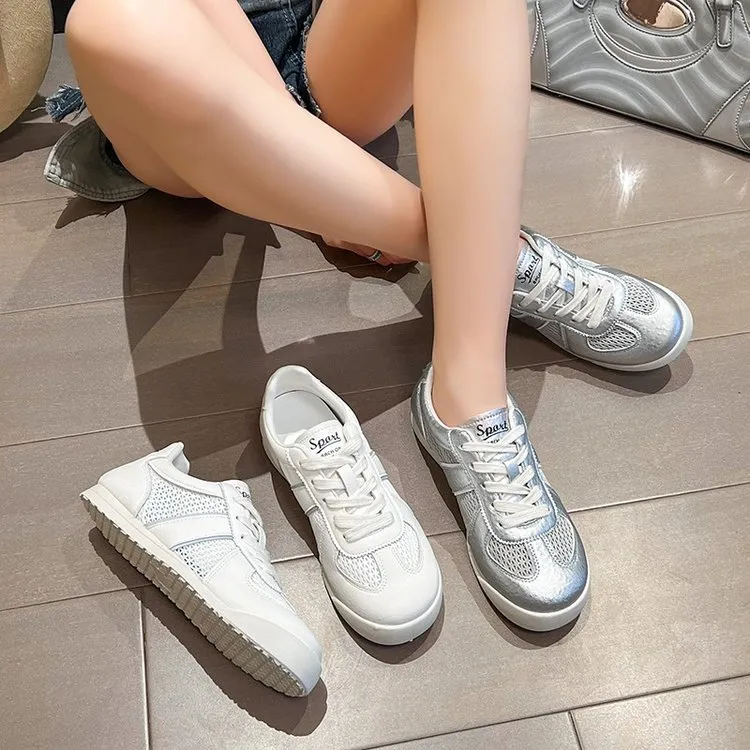 网面透气网红阿甘鞋女2025春夏新款复古德训鞋百搭运动休闲小白鞋