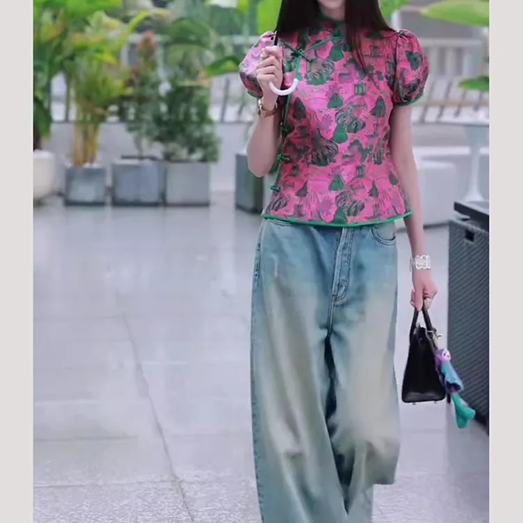 新中式女装中国风年轻款盘扣改良唐装短袖女2025夏季新款上衣小衫