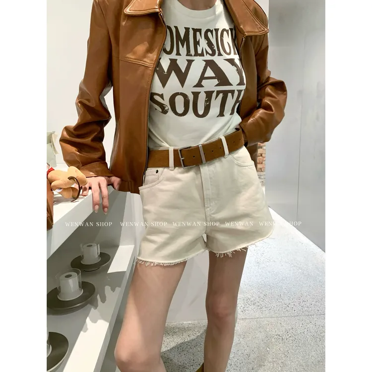 【日光岛屿】A字毛边牛仔百搭长腿牛仔短裤