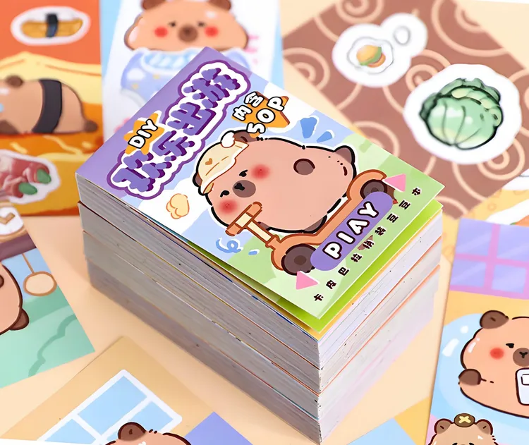 卡皮巴拉豆豆本换装贴纸艺蓝全系列迷你换装豆豆本益智玩具