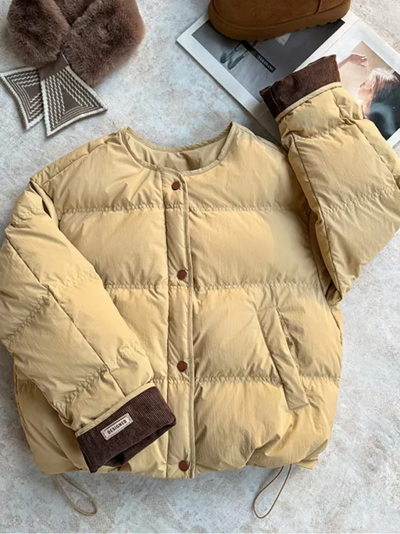 【全额运补无毛领】韩版时尚潮流25冬季女新款圆领保暖时尚外套棉衣