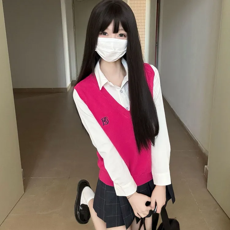 妙氏原创jk制服秋冬新款时尚套头背心毛衣学院风校供秋冬季百搭