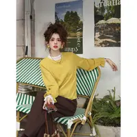 陈大器【风梳稻浪】港风复古针织假两件内搭宽松百搭上衣JP3629311