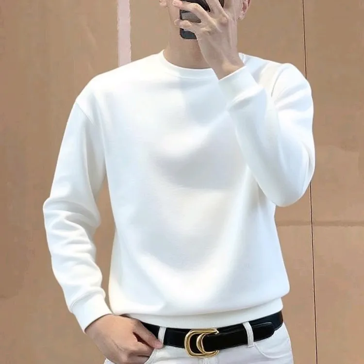 JERMYN STARS秋冬长袖商务休闲男士卫衣圆领T恤丝光莱赛尔棉上衣
