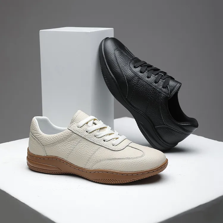 新款头层牛皮男鞋时尚休闲系带休闲鞋皮鞋低帮透气固特异