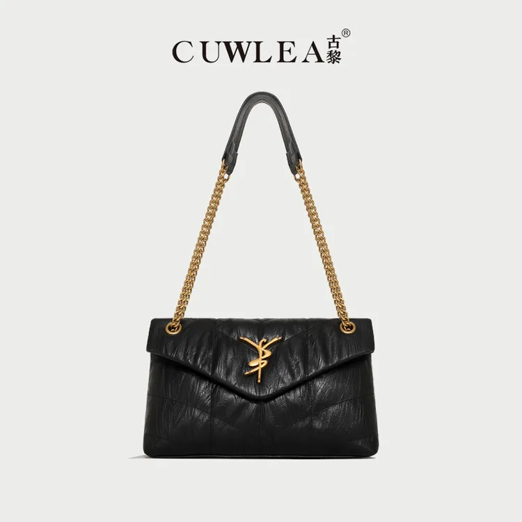 【CUWLEA/古黎】新款女包绣线菱格单肩斜挎包GL-9202