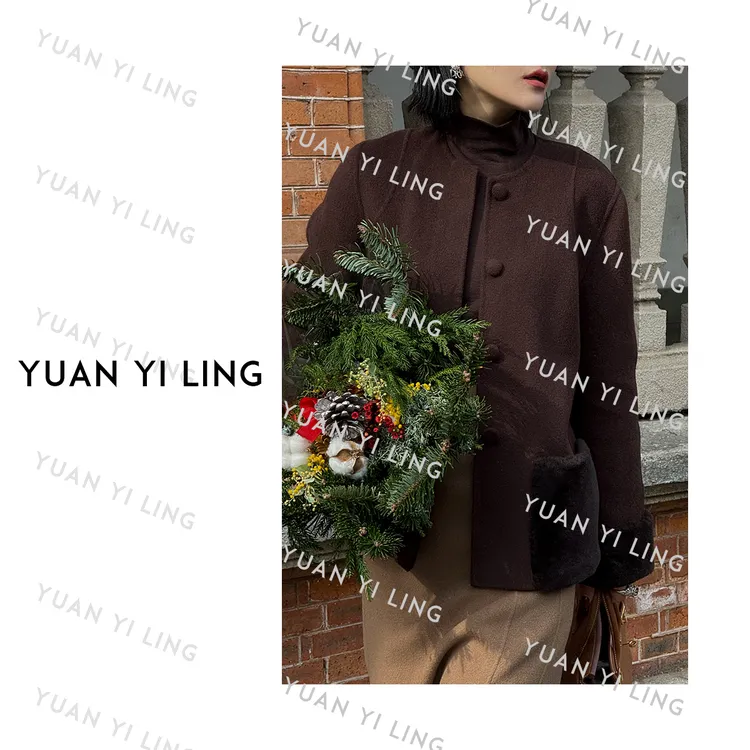 袁艺灵【F家奢品】羊毛山羊绒桑蚕丝美利奴羊皮毛一体双面呢大衣